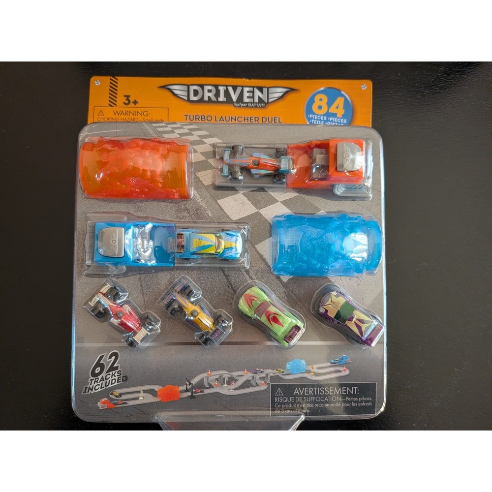 Driven by Battat Turbo Launcher Duel Pocket Series 84 Piece Track Set 6 Cars